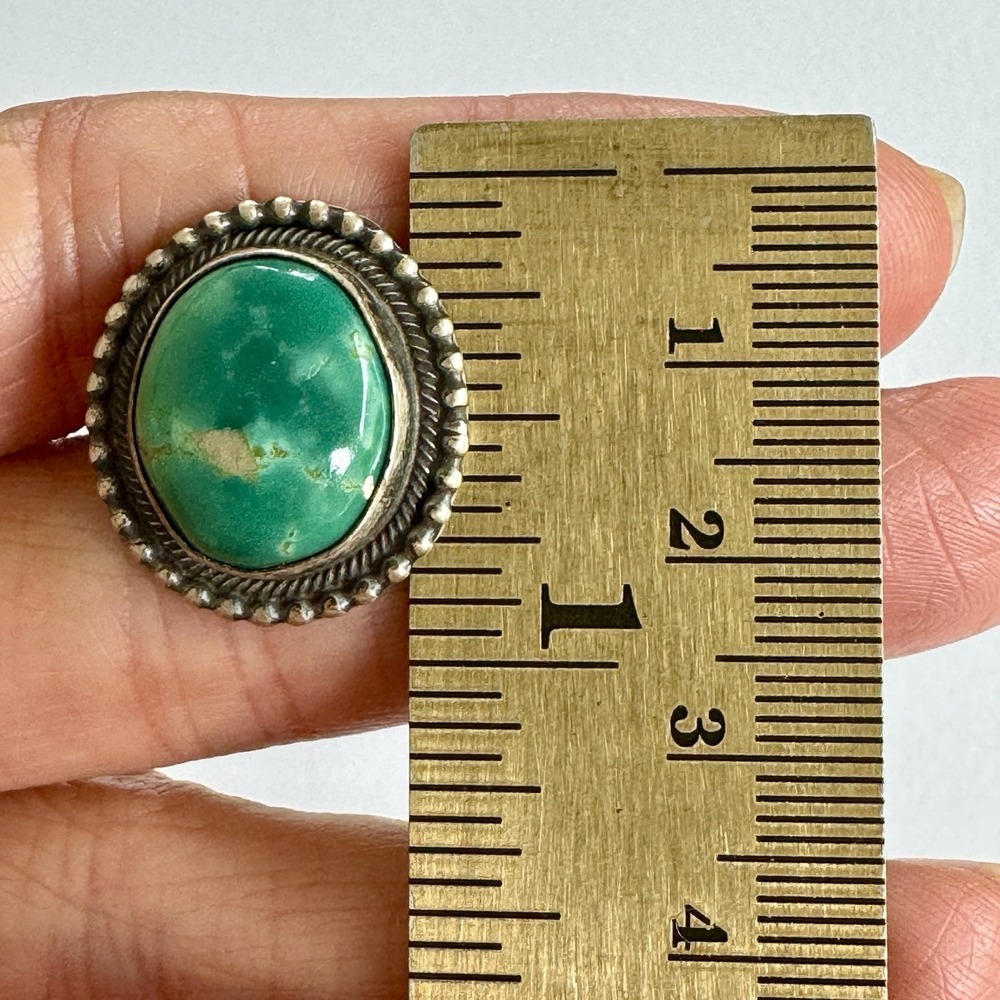 Navajo Sonoran Gold Turquoise Ring Sz 9 Sterling Signed SM Martinez Native Amer - Picture 7 of 9